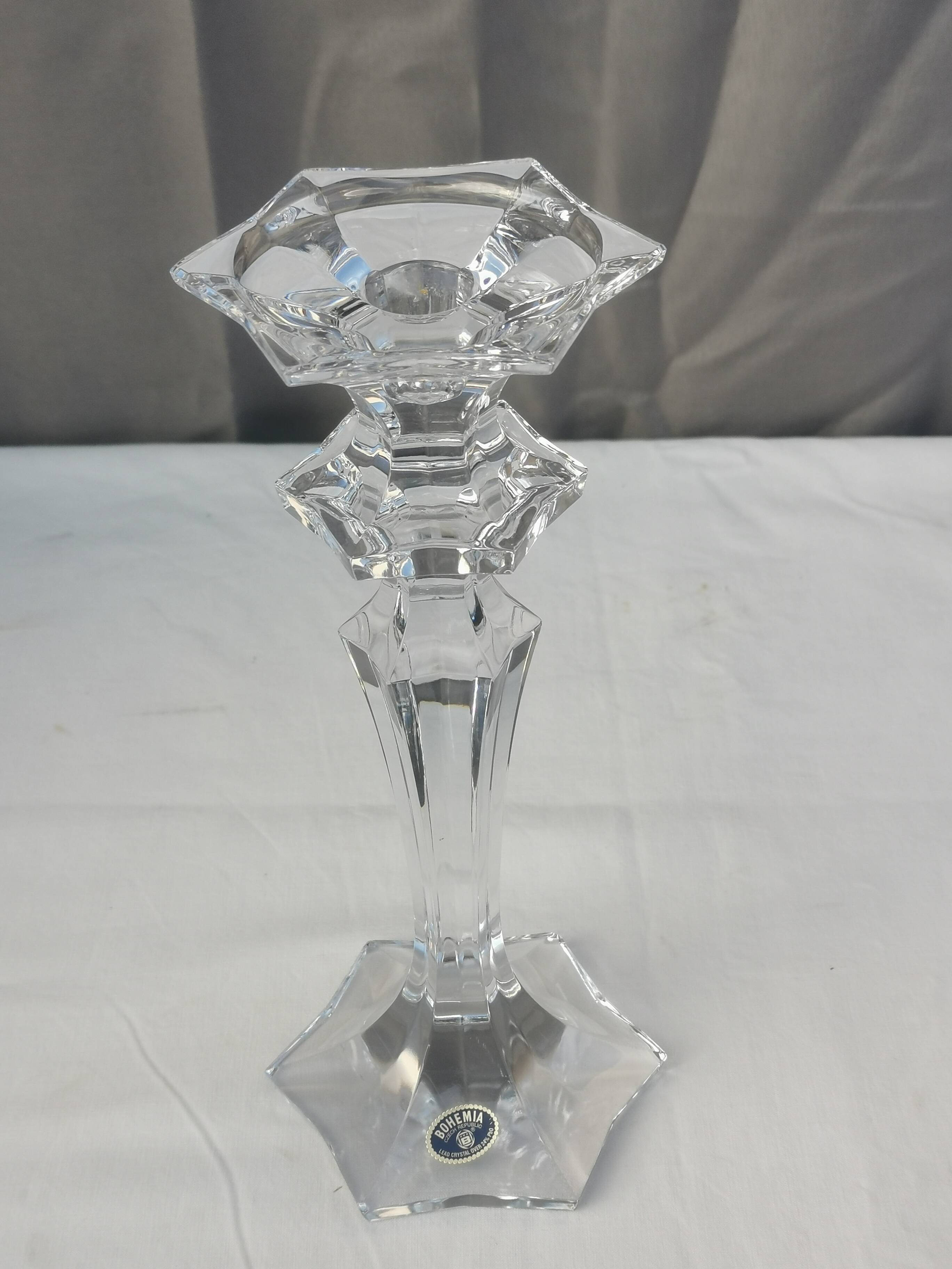 Large “bohemic crystal” candle holder