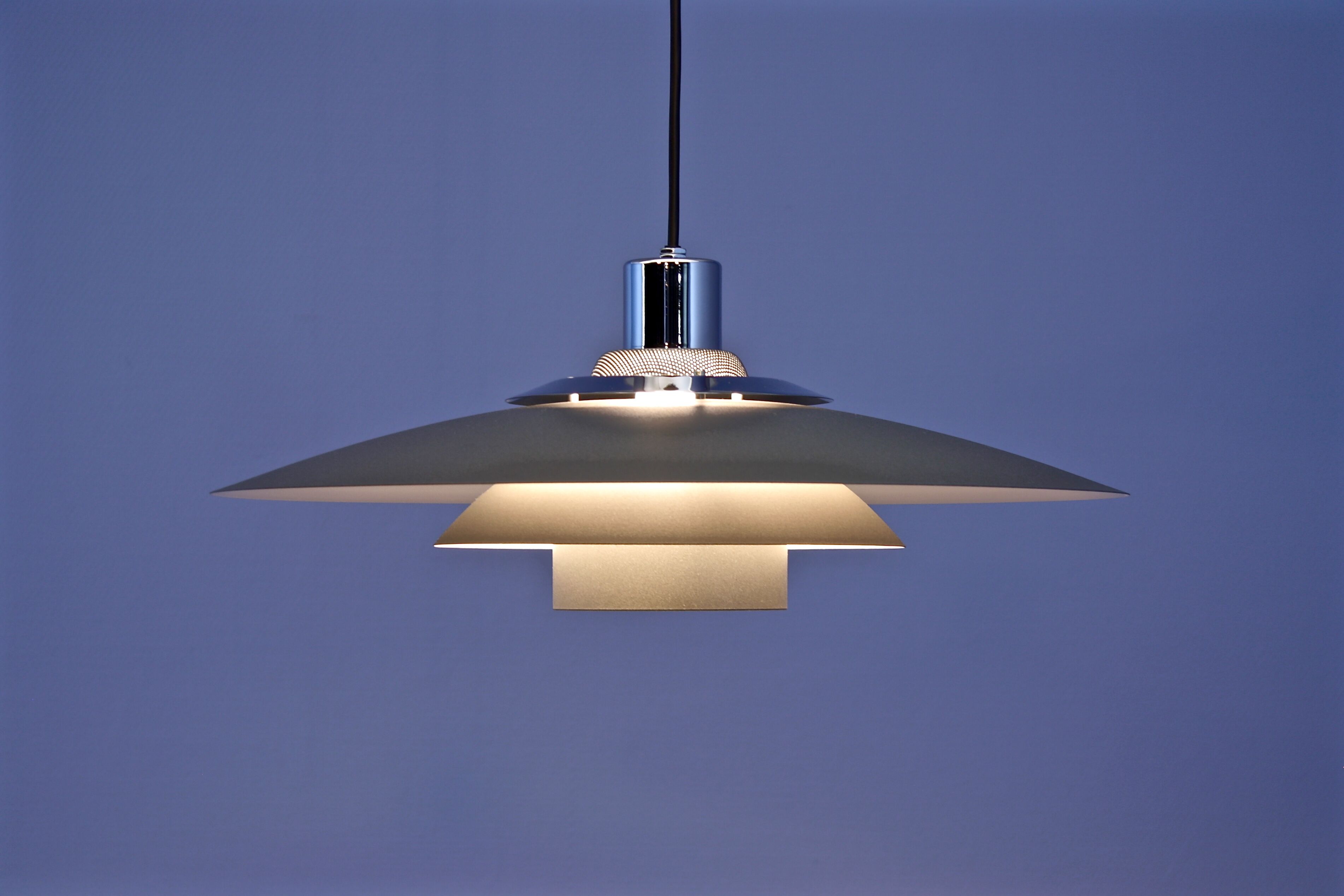 Danish hanging lamp in grey / anthracite metal, 1980s