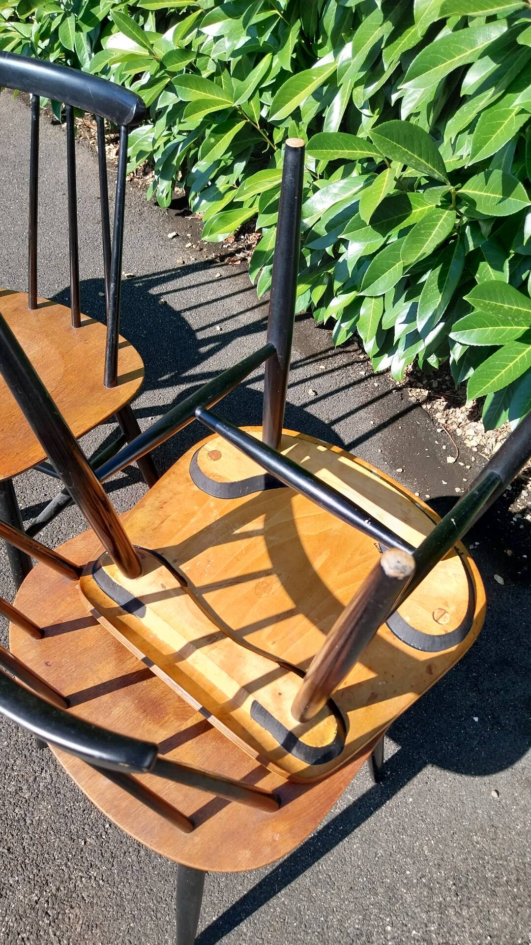 5 chaises Asko Finlande scandinave années 60