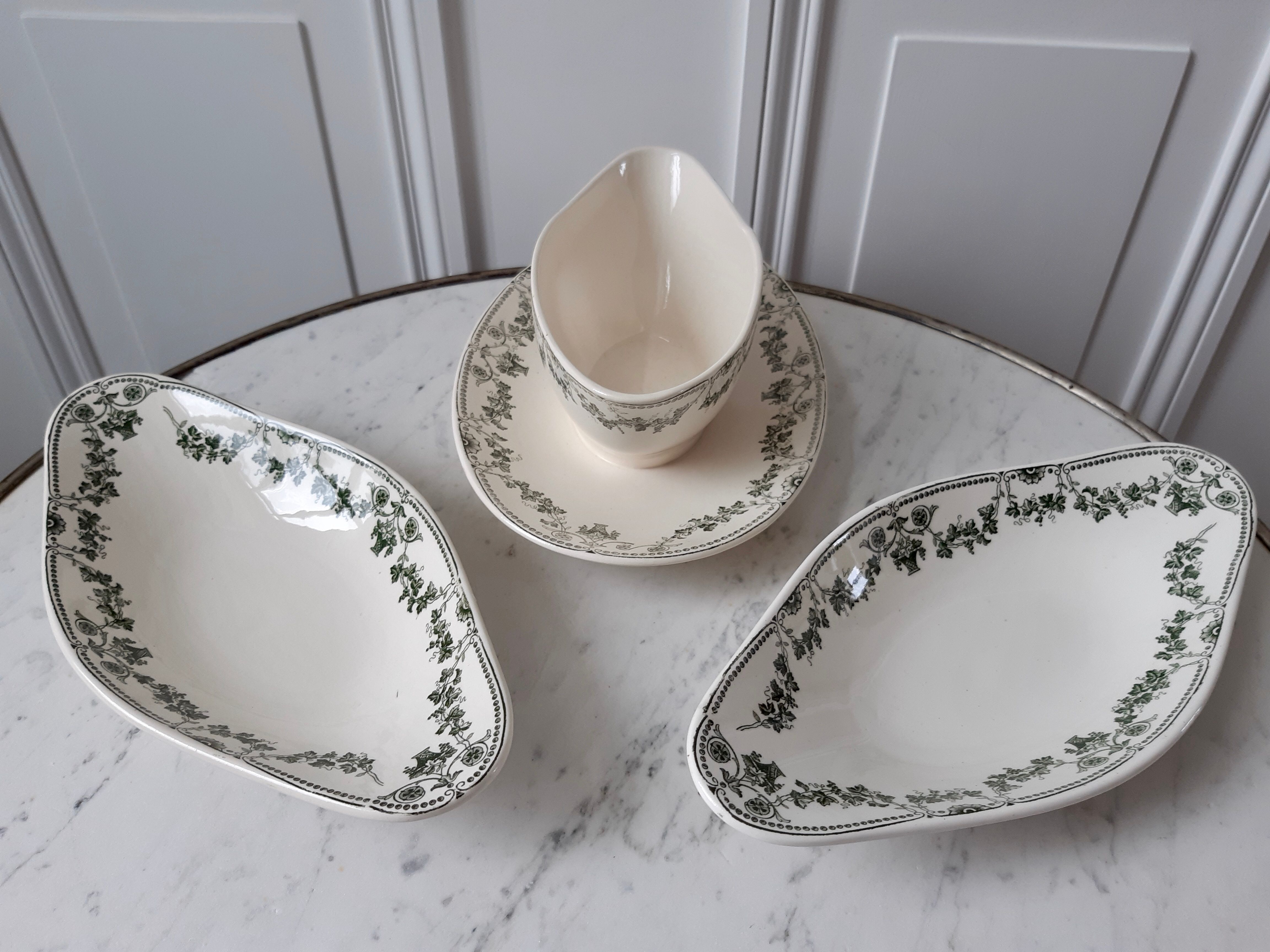 Lot of 2 ravines and gravy boat Badonvilliers model Champagne
