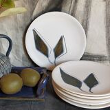 Six ceramic plates with matt enamel 50s