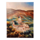 Oil painting on canvas Provençal landscape Village around its bell tower