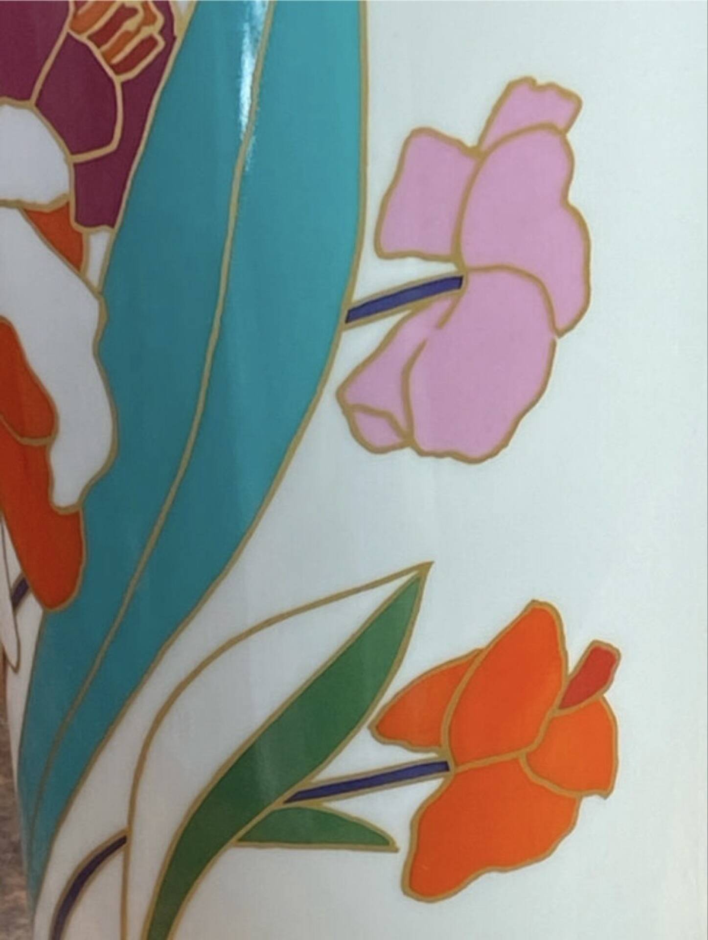 Cylindrical porcelain vase, floral decoration, Wolf Bauer Rosenthal
