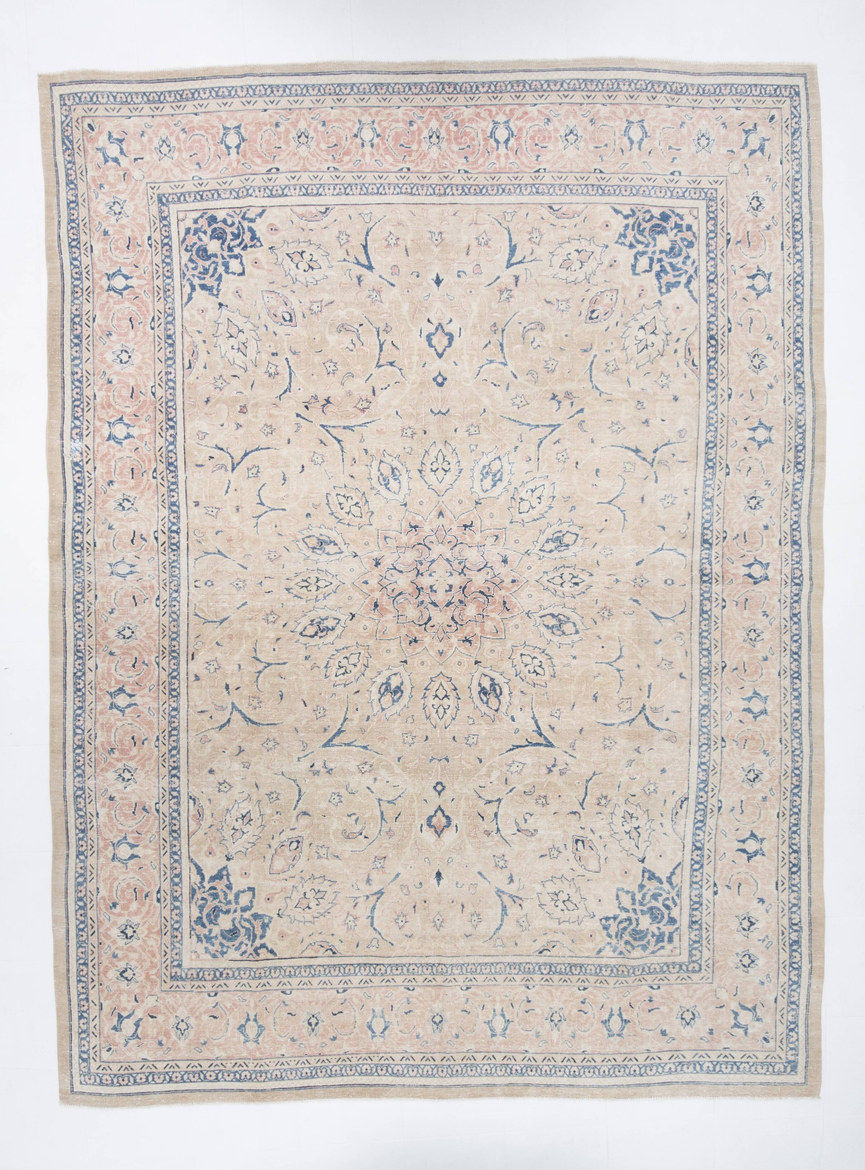 Tapis Vintage Off-White et Rose Poudré, Style Classique, 292x399 Cm