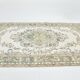 6x10 Beige & Green Geometric Pattern Anatolian Vintage Rug, 185x296 Cm