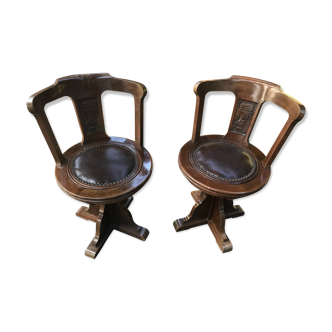 Pair of mahogany boat chairs 1970