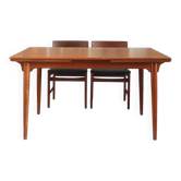 Table à manger scandinave extensible en teck années 60