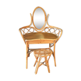 Old rattan hairdresser with stool