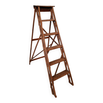 Renovated vintage painter's wooden stepladder