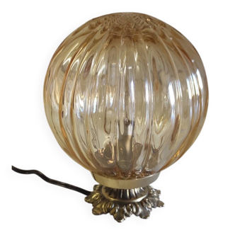 Table lamp with amber glass globe - mid 20th century