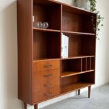 Vintage bookcase with drawers teak