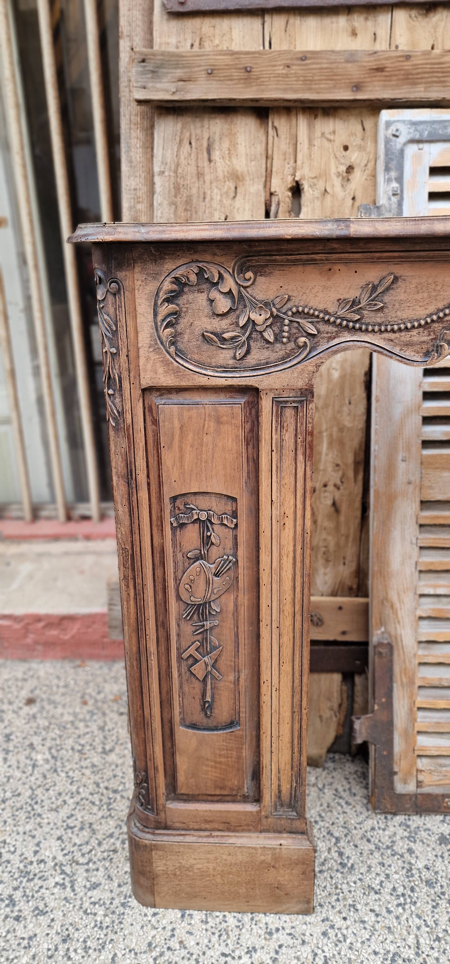 19th century wooden fireplace