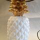 vintage pineapple lamp in ceramics shade brown leather