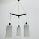 Mid-century design pendant lamp teak and opaline glass, 1970s