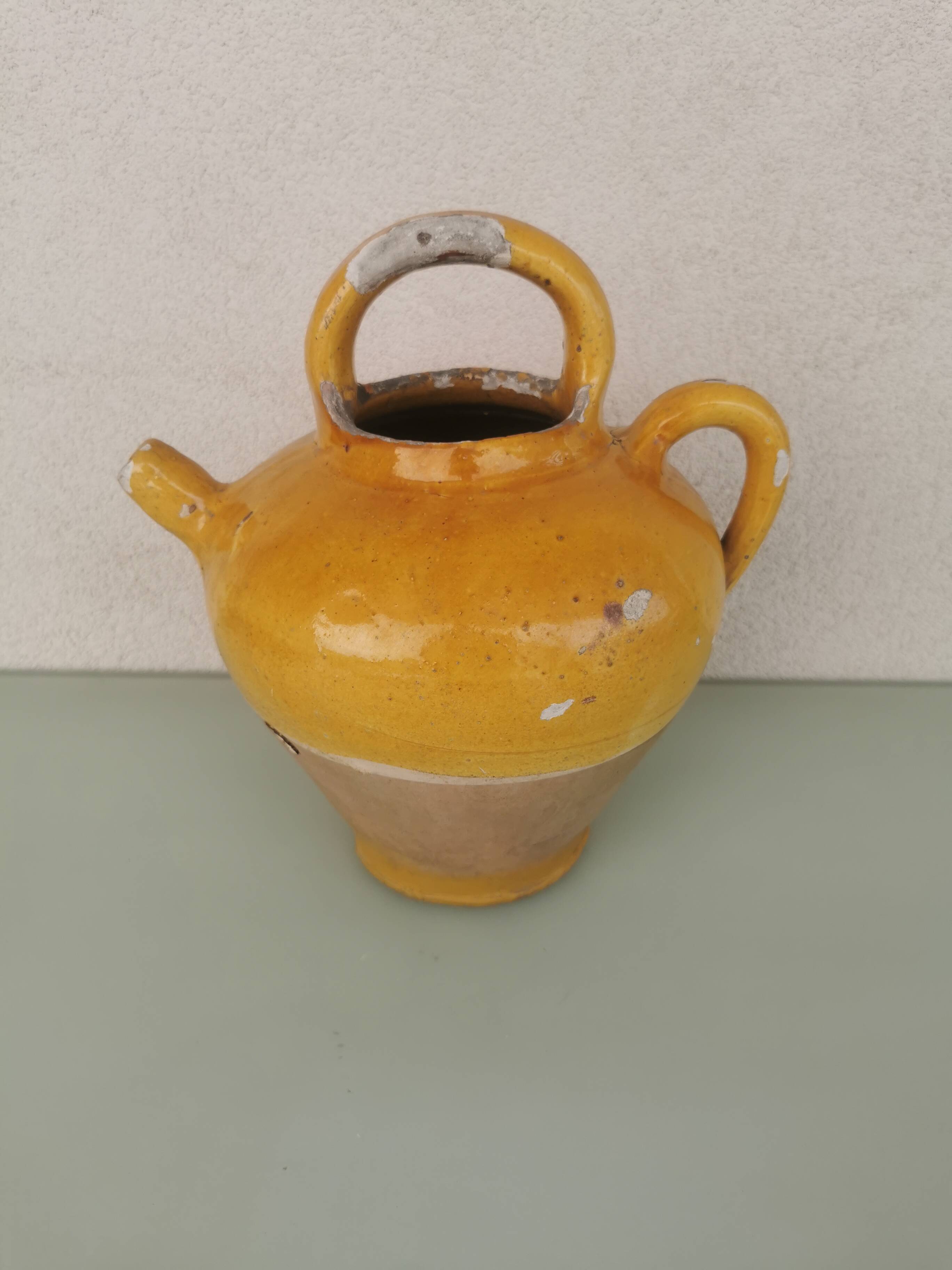 Yellow stoneware jug