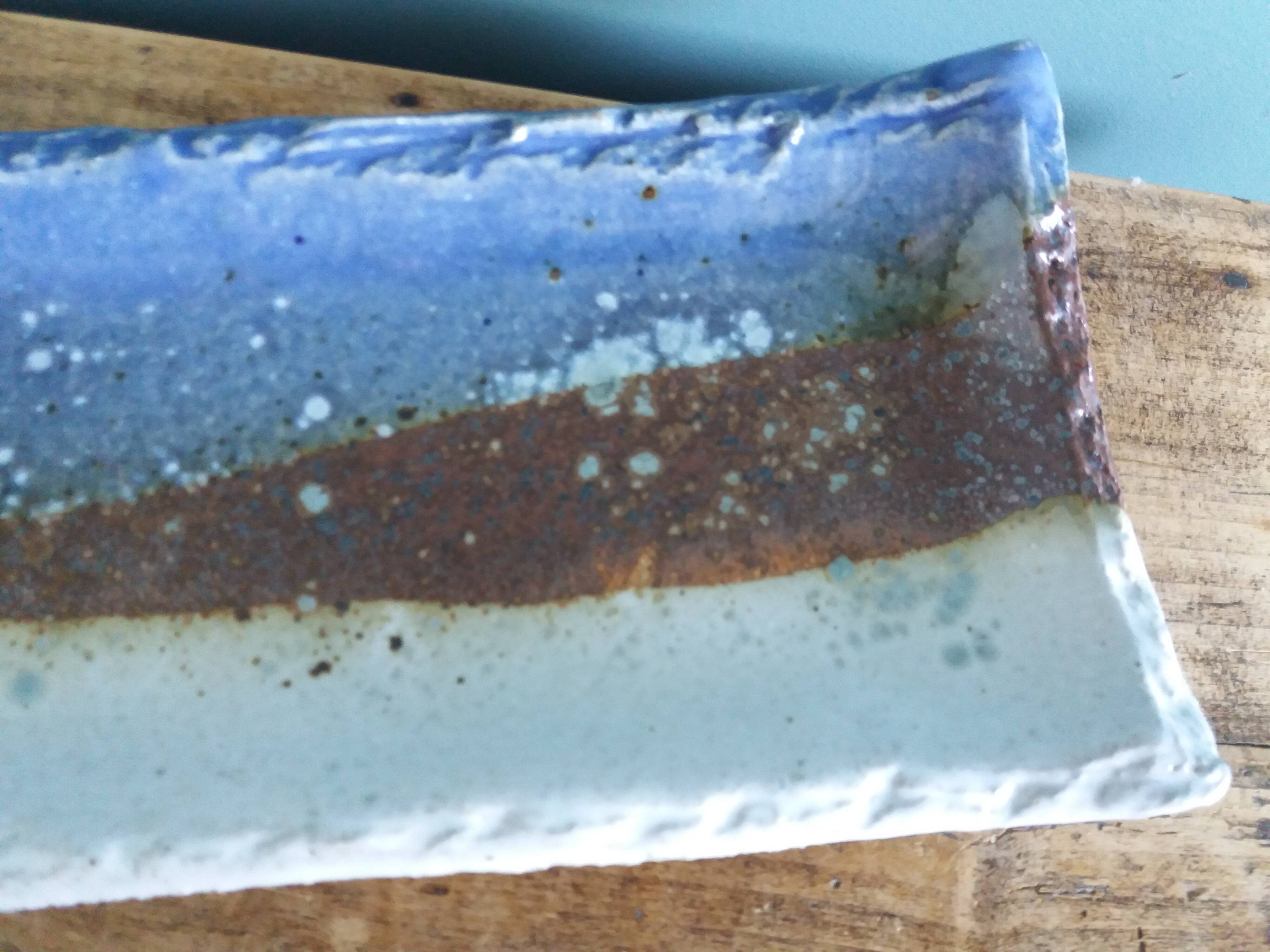 Brutalist ceramic pen holder, signed