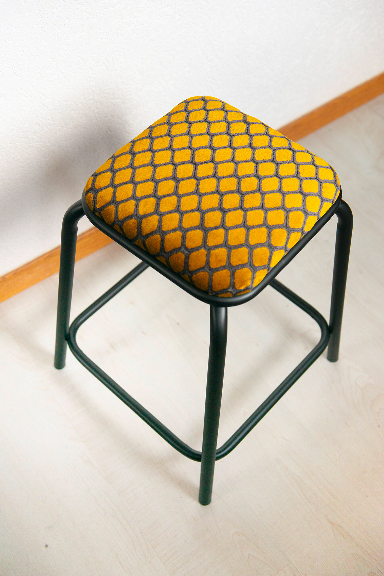 Matte and yellow black industrial stool