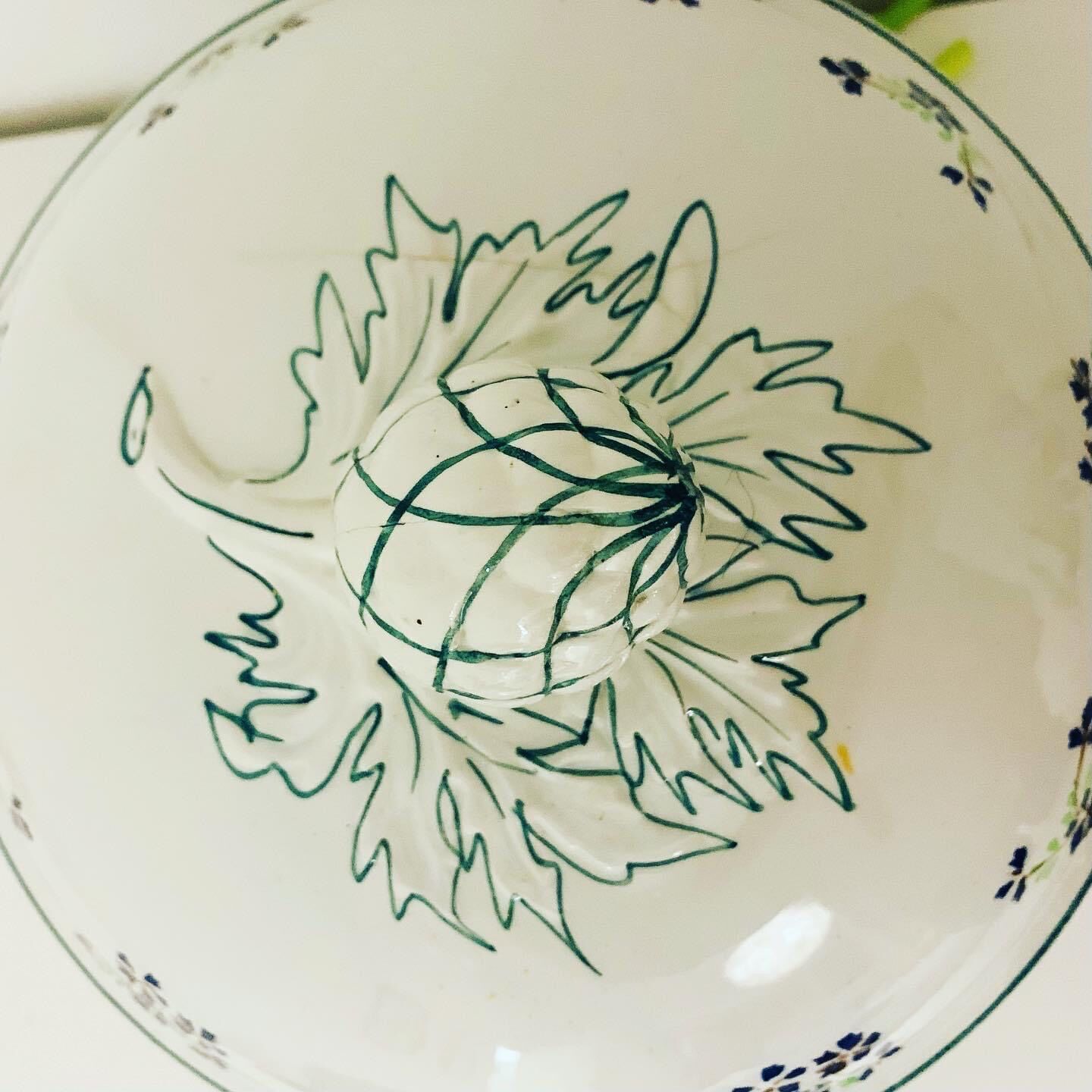 Porcelain tureen / earthenware of onnaing decoration barbeau