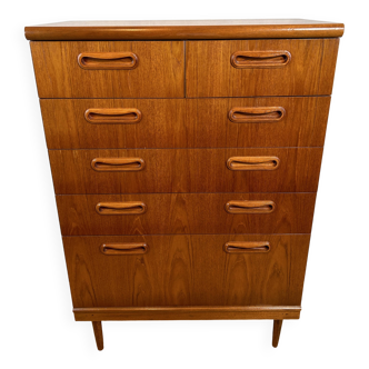 Commode haute à tiroirs rétro vintage en teck du milieu du siècle GPlan 1960
