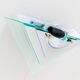 Muted green glass wall lamp with chrome metal accents, Memphis-style postmodern, 1990s