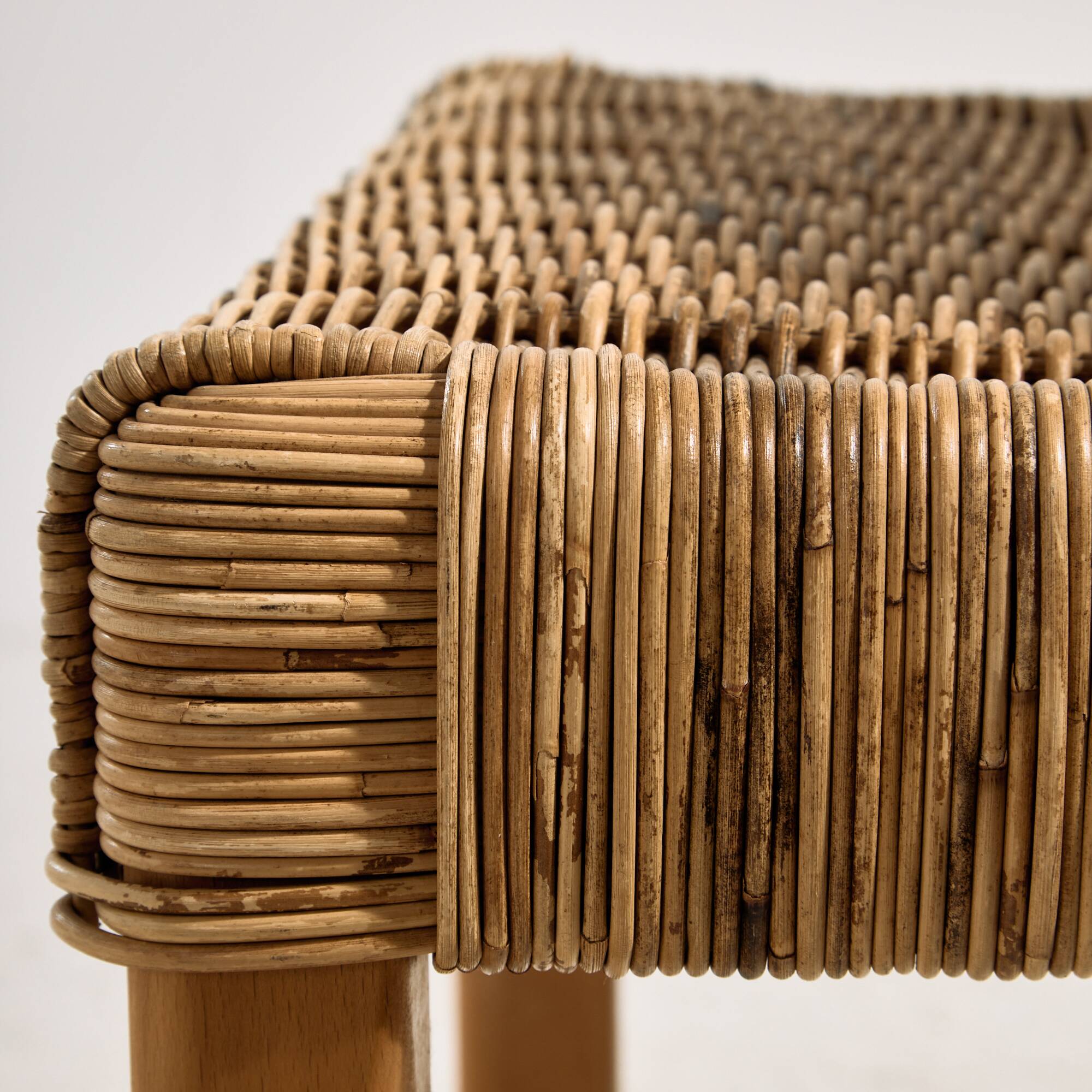 Oak and rattan chair, set of 4