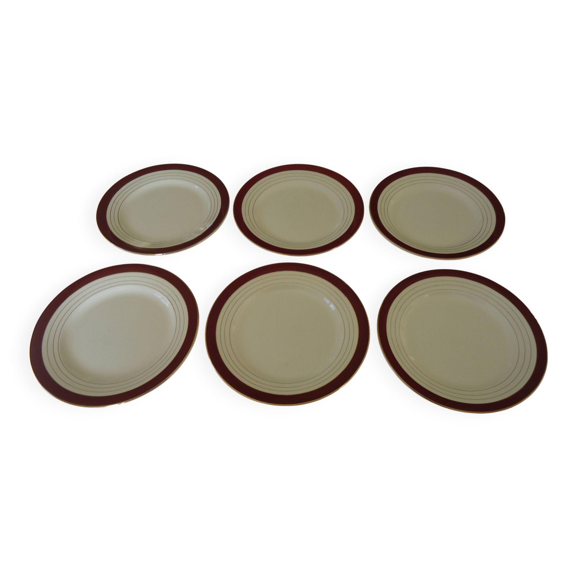 Digoin sarreguemines opaque porcelain dinner plates, pasteur pattern