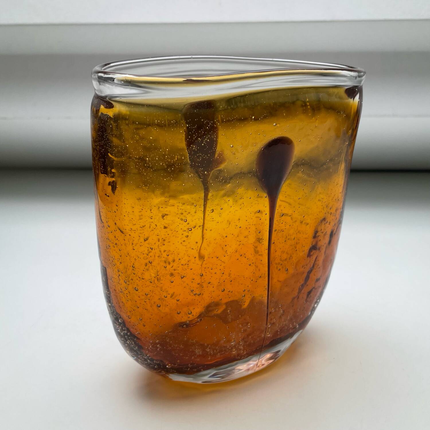 Amber blown glass vase