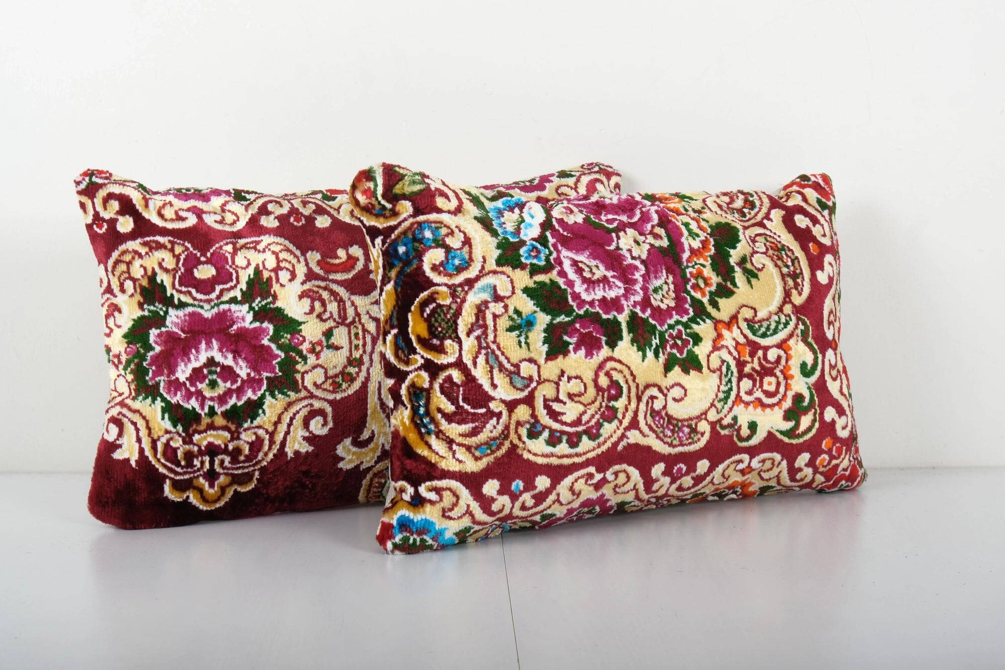 Set of 2 vintage velvet cushion covers 30x46 cm