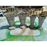 2 pairs of aluminum vases 1900