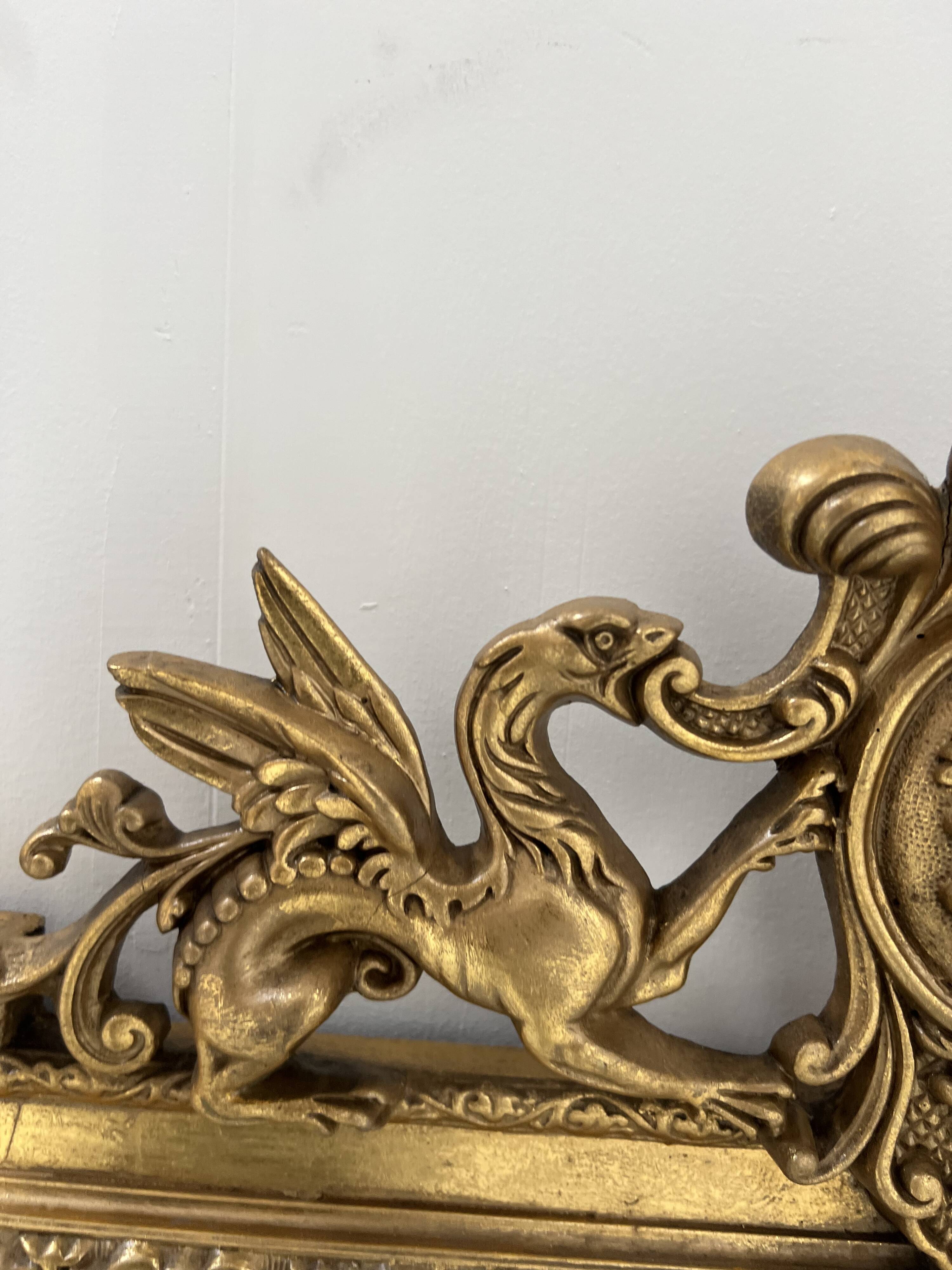 Louis XVI style mirror in wood and gilded stucco, 19th century