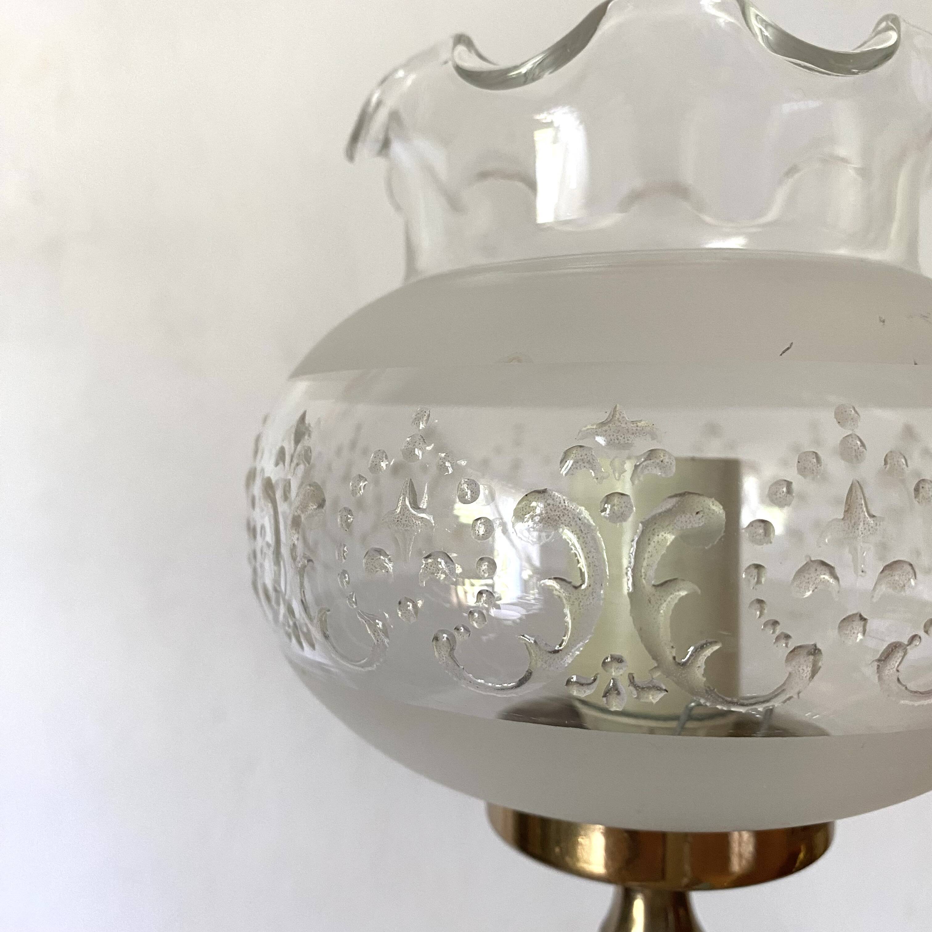 Pair of glass and brass wall lights