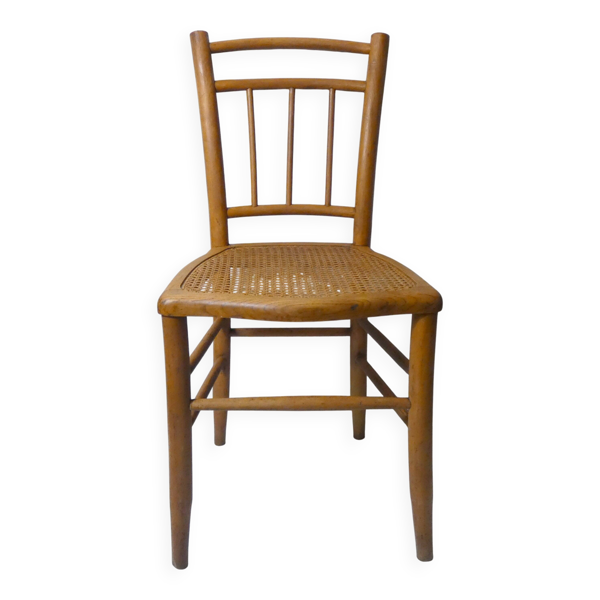vintage wooden bistro chair with caning