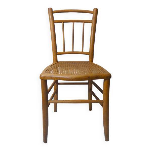 Ancienne chaise bistrot en bois et cannage
