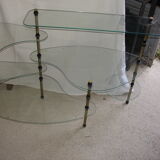Glass, steel and bronze shelf, circa 1950