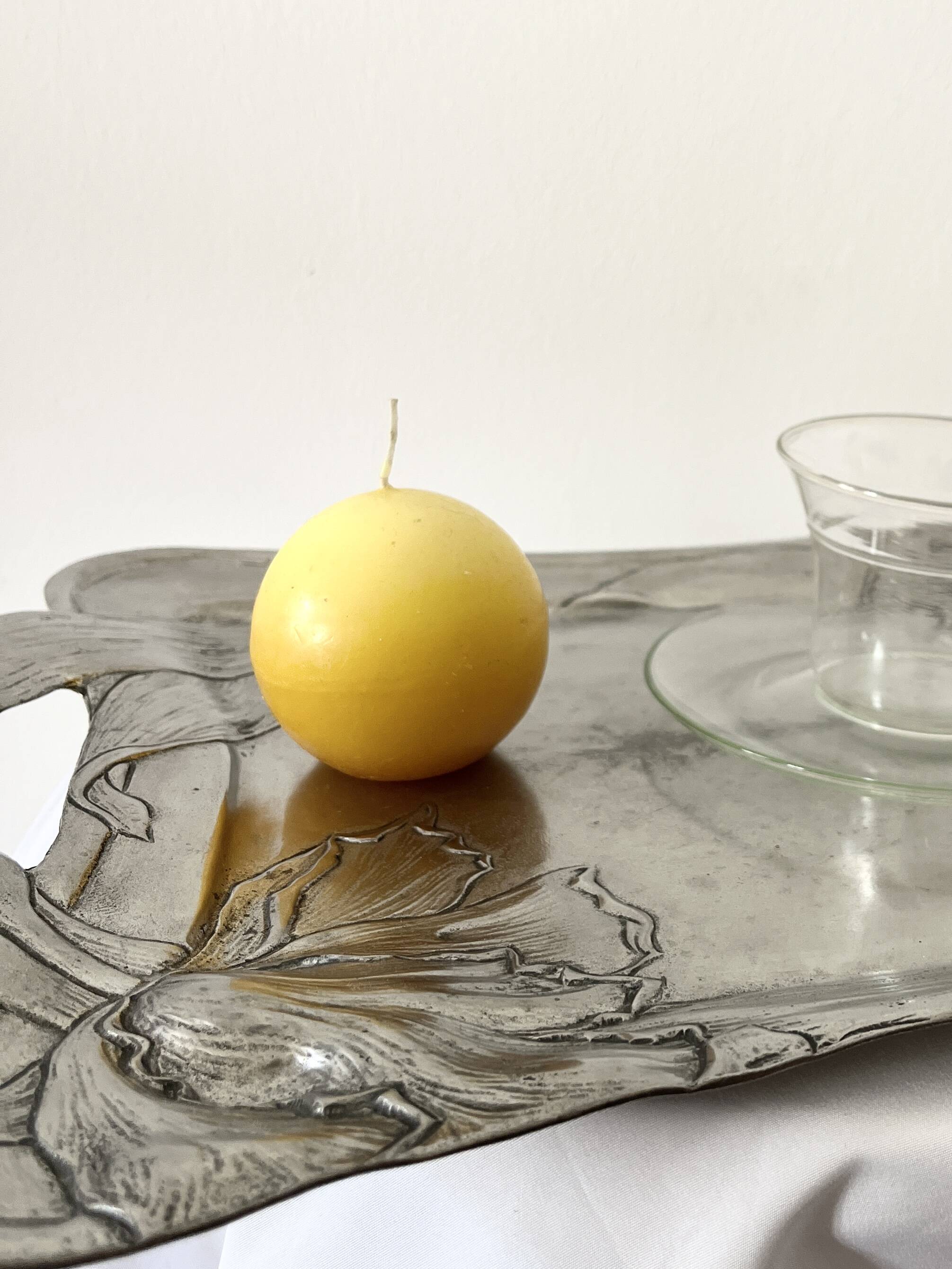 Antique Art Nouveau Pewter Tray, Tulip Design Serving Tray,  France, 1980s