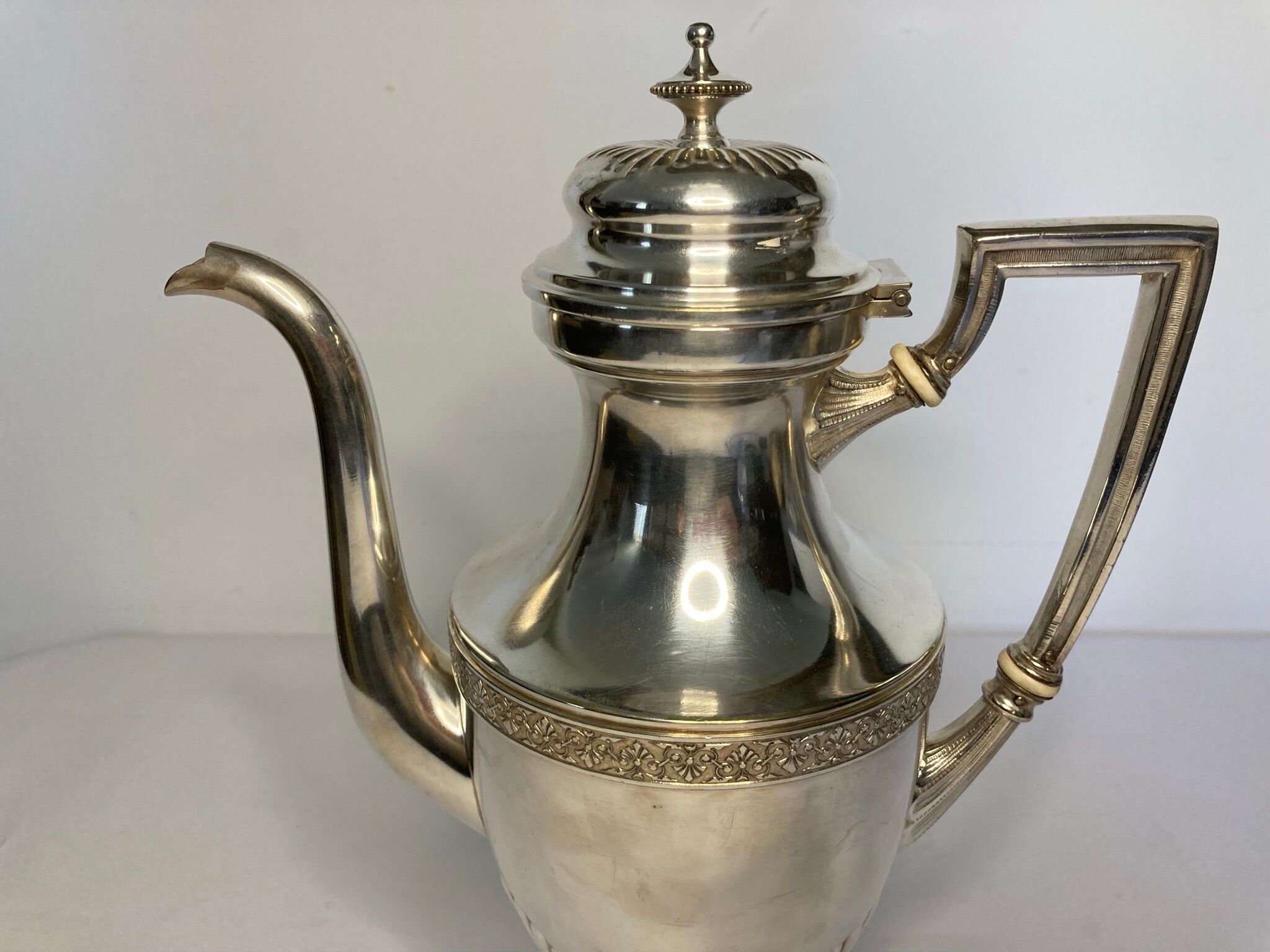 Antique silver-plated metal baluster jug from the early 20th century, VMF