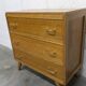 Commode 3 tiroirs pieds compas 1960 couleur miel