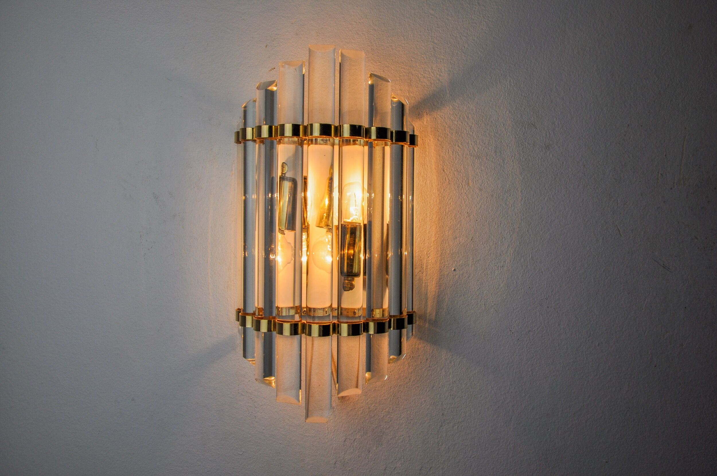Venini wall lamp, murano half-moon glass, italy, 1970