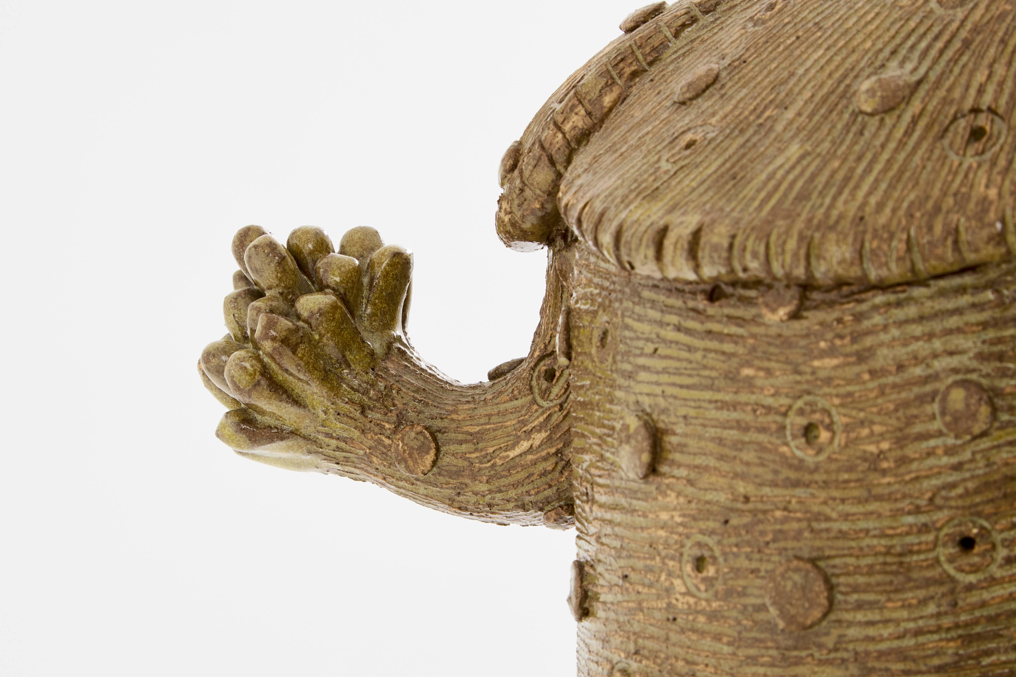 Valérie Courtet rhinoceros sculpture in glazed sandstone circa 2010