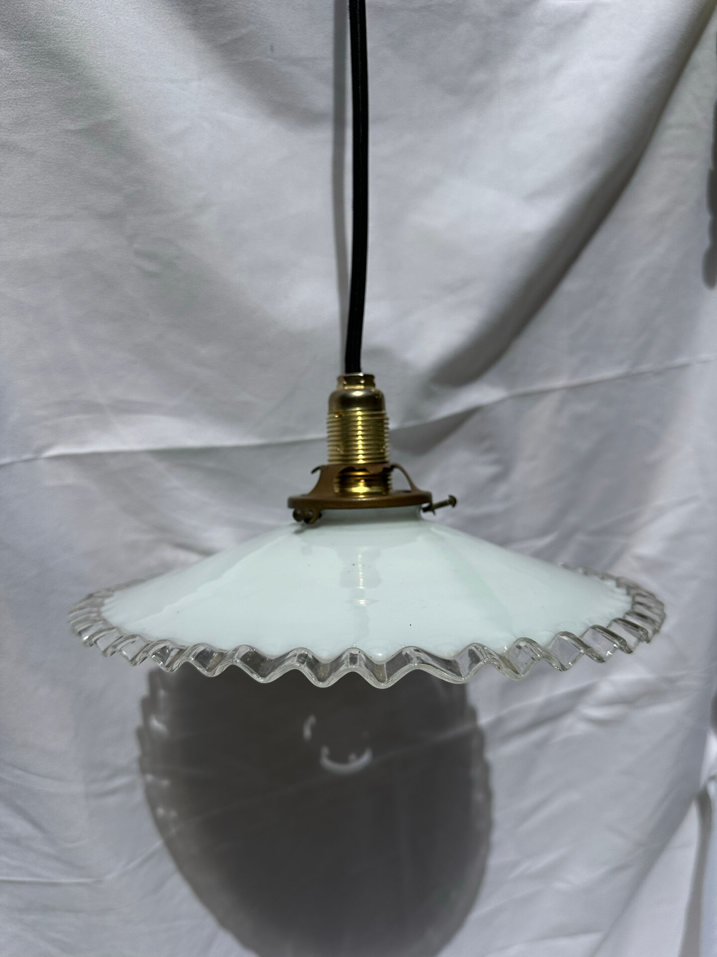 Vintage white opaline suspension lampshade