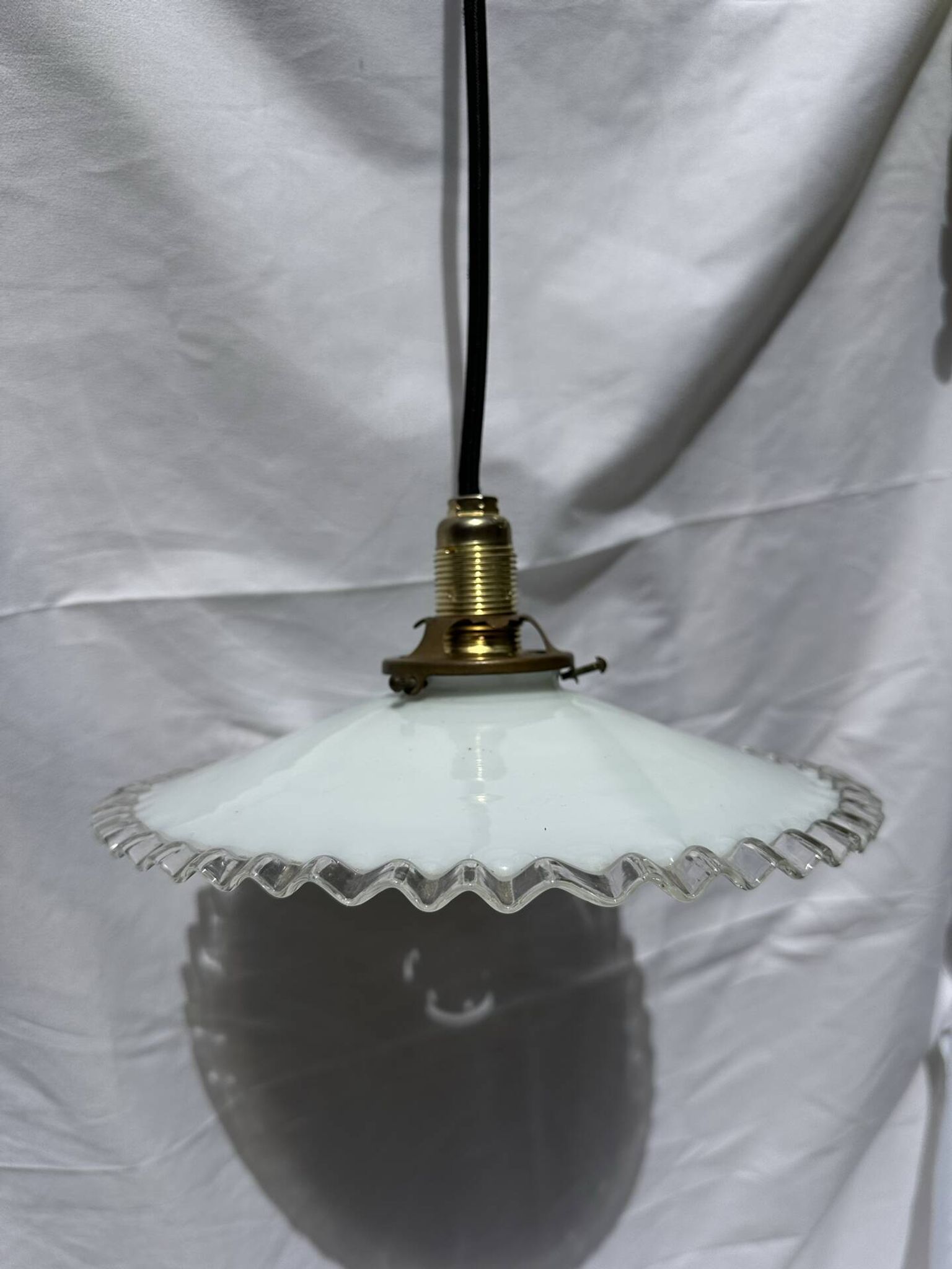 Vintage white opaline suspension lampshade
