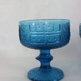 Vintage light blue glass cups set for 6