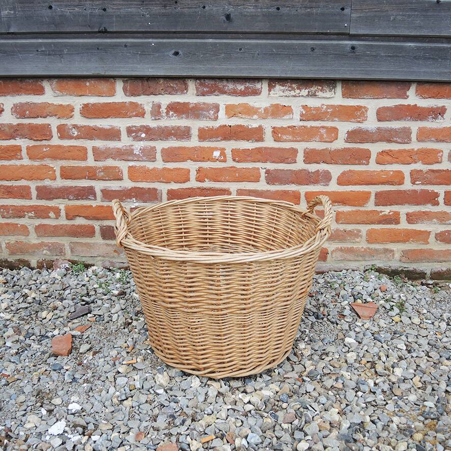 Antique Large Light Wicker Laundry Basket