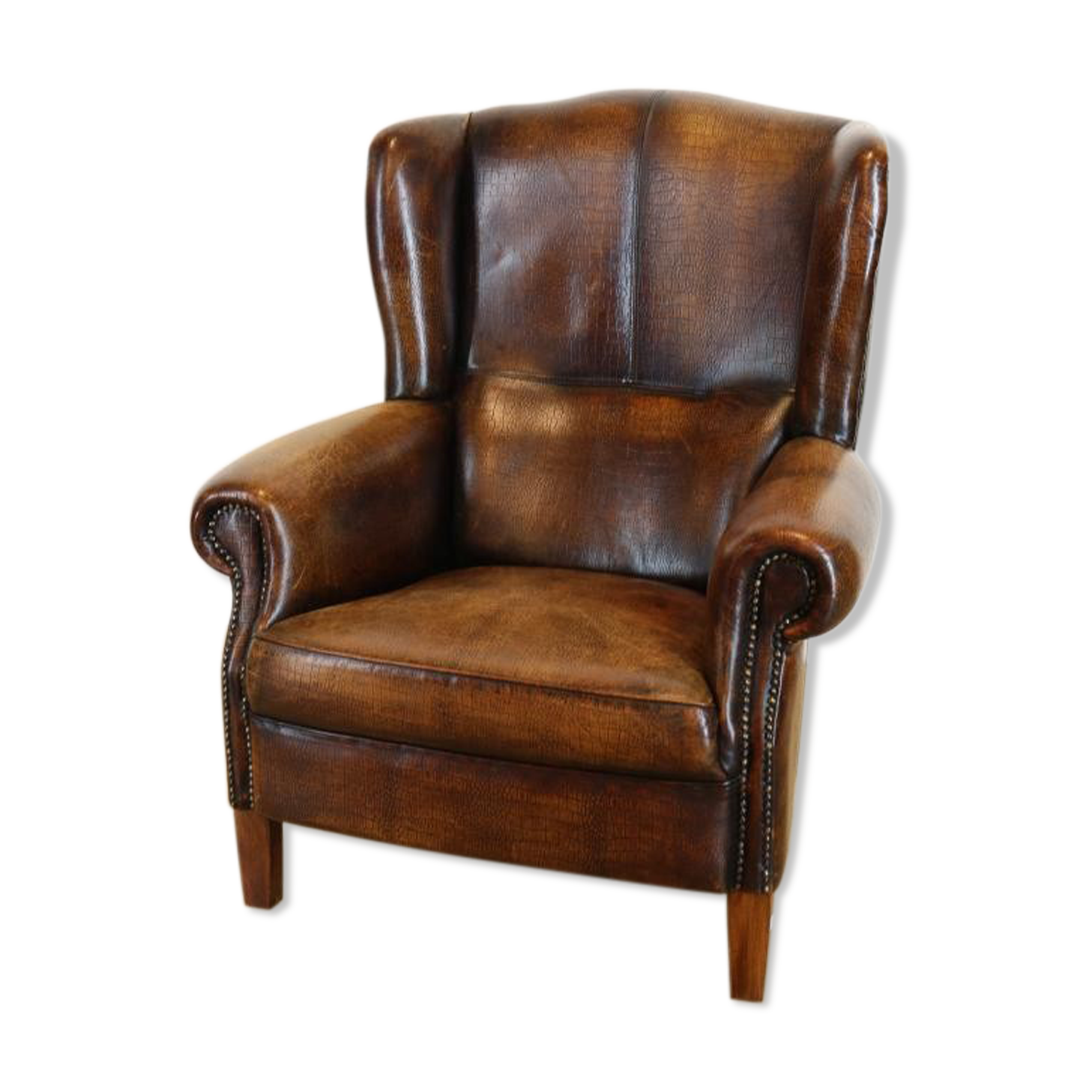 Dark brown leather club chair