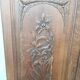 pair of antique solid oak cabinet doors with bird decor