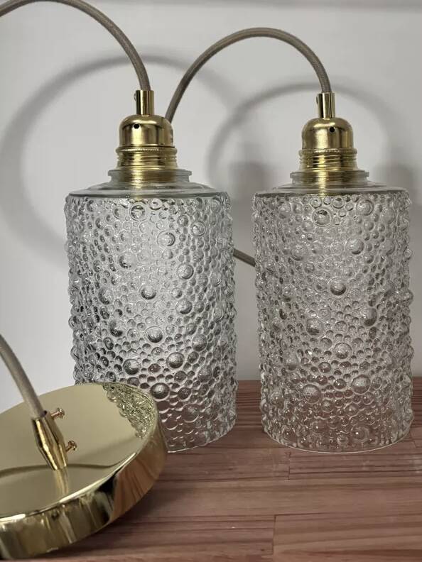 Set of two bubble glass pendant lights
