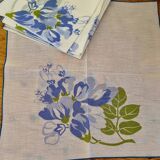 Lot de 8 serviettes de table à fleurs bleues vintage