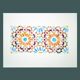Original watercolor Arabic tile. Arabic tile painting. Watercolor Mozarabic pattern. Mozarabic pattern.