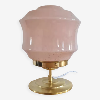 Lampe à poser en verre de Clichy rose