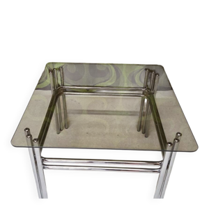 table basse chrome verre - 1970